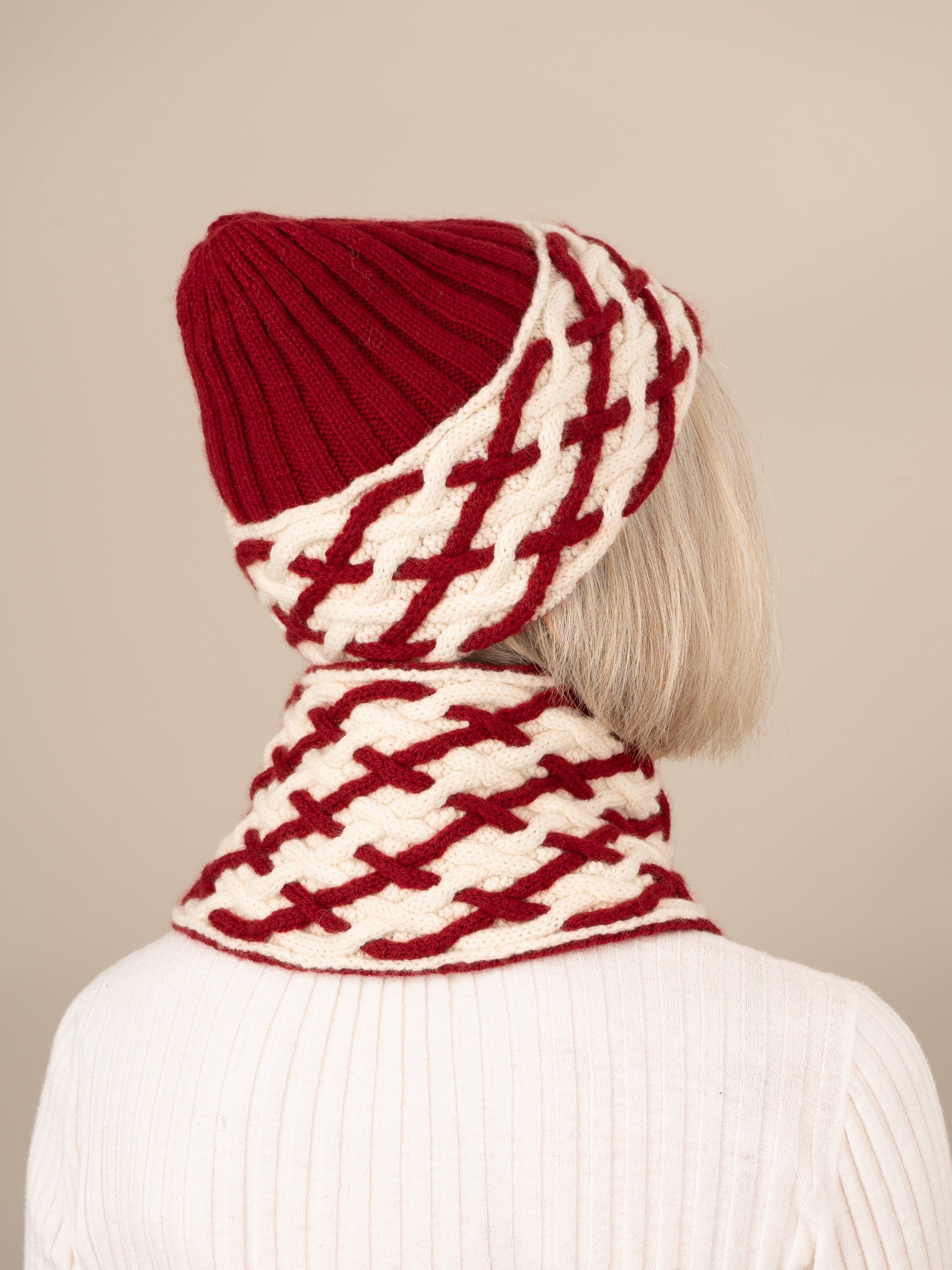 Cabled Plaid Scarf & Hat By Isle of Yarn