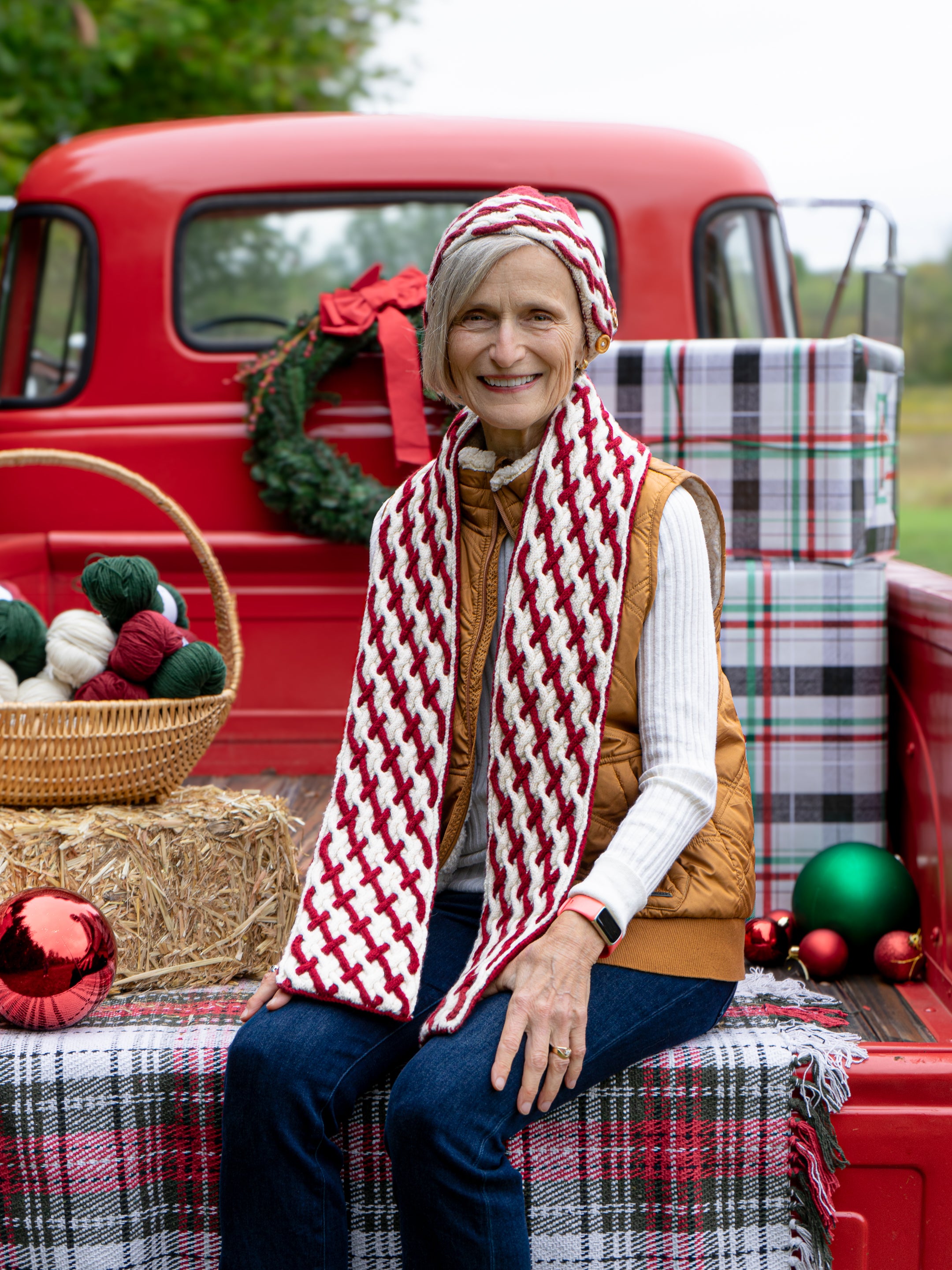 Cabled Plaid Scarf & Hat By Isle of Yarn