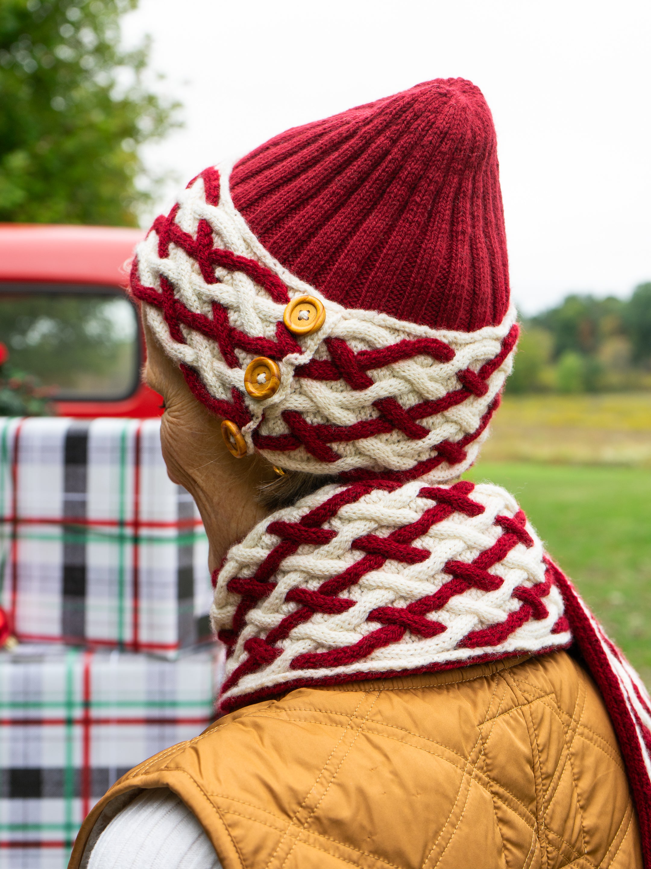 Cabled Plaid Scarf & Hat By Isle of Yarn