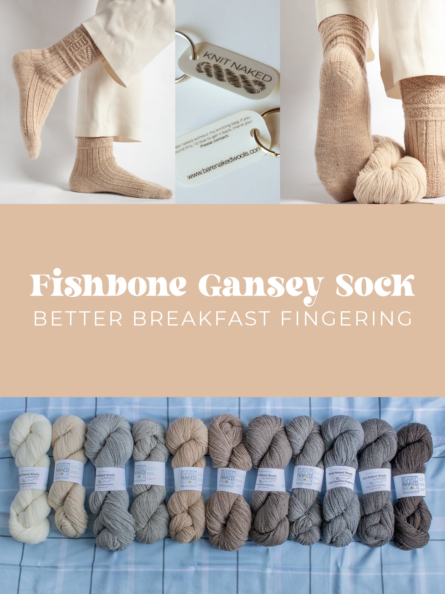 Fishbone Gansey Sock Kit <br><small>yarn & knitting pattern kit</small>