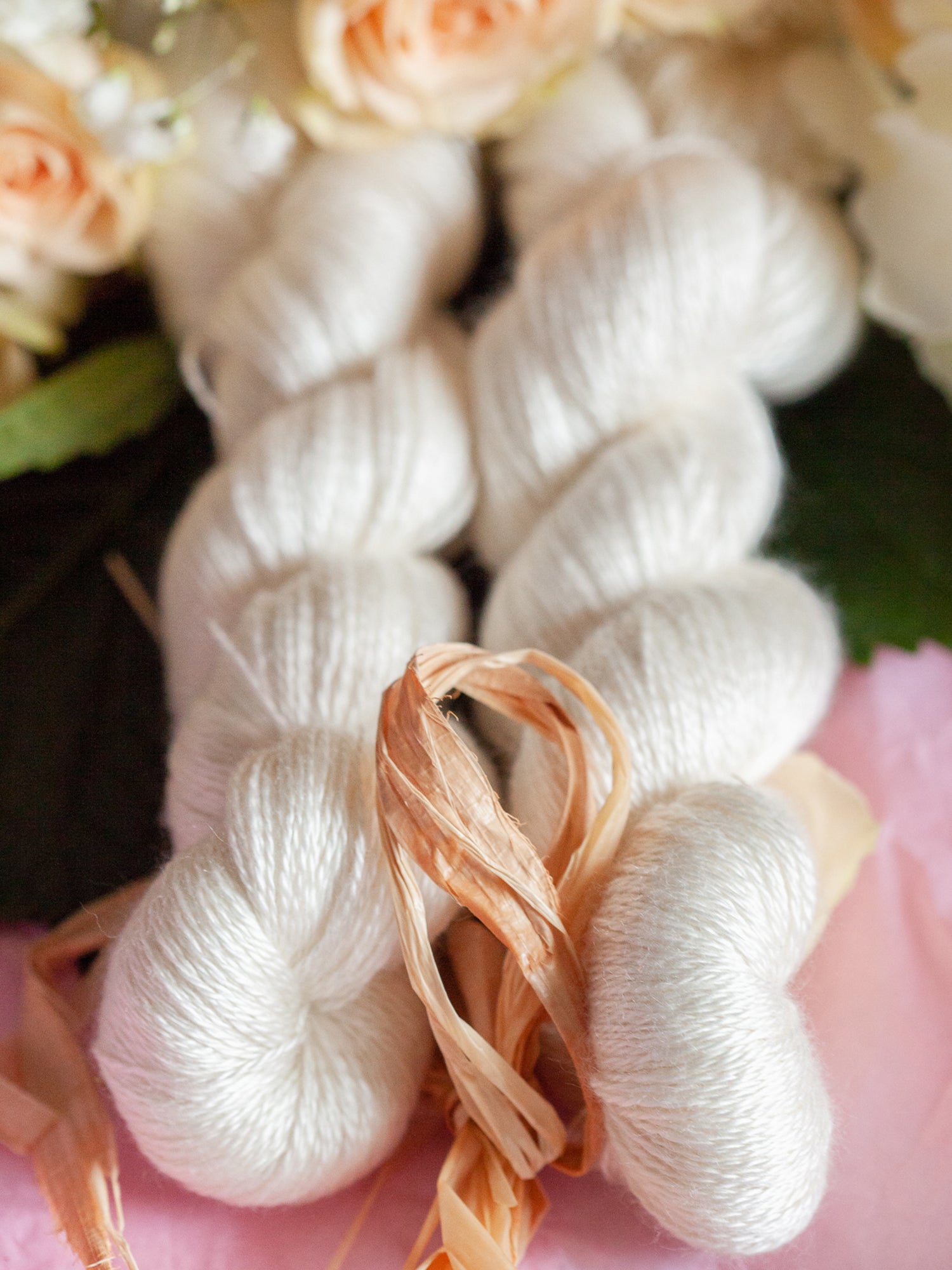 Recycled Silk Cashmere Lace Weight Yarn in Tan